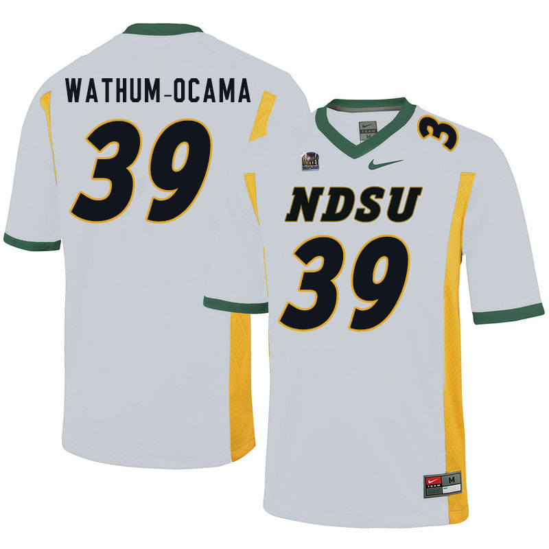 Men #39 Jenaro Wathum-Ocama North Dakota State Bison College Football Jerseys Sale-White - Click Image to Close